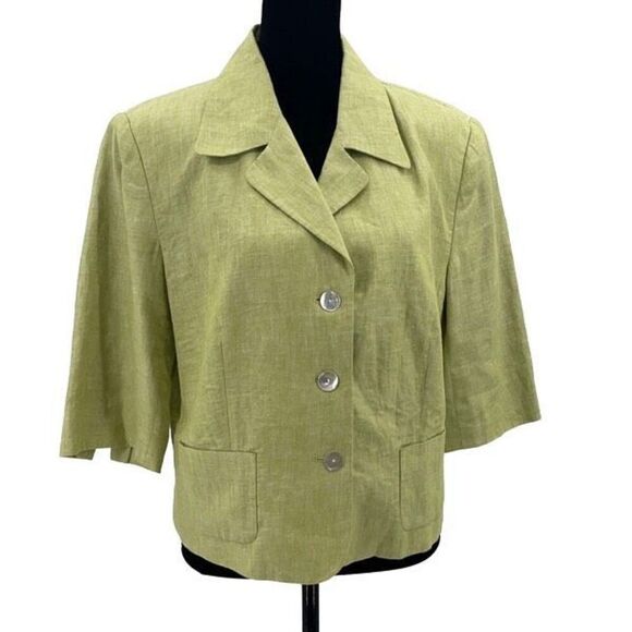 Trousers Etc Jackets & Blazers - Trousers Etc. Womens‎ Linen Blend Button Front Notch Blazer Size 10